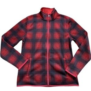 EDDIE BAUER Buffalo Plaid Zip Jacket With Pockets Red/Black Size Small